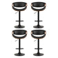 Set of 4 Montpellier Bar Stools Gas Lift Leather with Armrest - Black