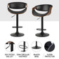 Set of 4 Montpellier Bar Stools Gas Lift Leather with Armrest - Black