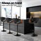 Set of 4 Montpellier Bar Stools Gas Lift Leather with Armrest - Black