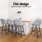 Set of 4 Lima Bar Stools Upholstered Stool Counter Seat Kitchen - Grey