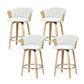 Set of 4 Salisbury Bar Stools Kitchen Stool Wooden Chair Swivel Chairs Leather - White
