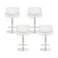 Set of 4 Preston Bar Stools Adjustable Leather Chairs - White