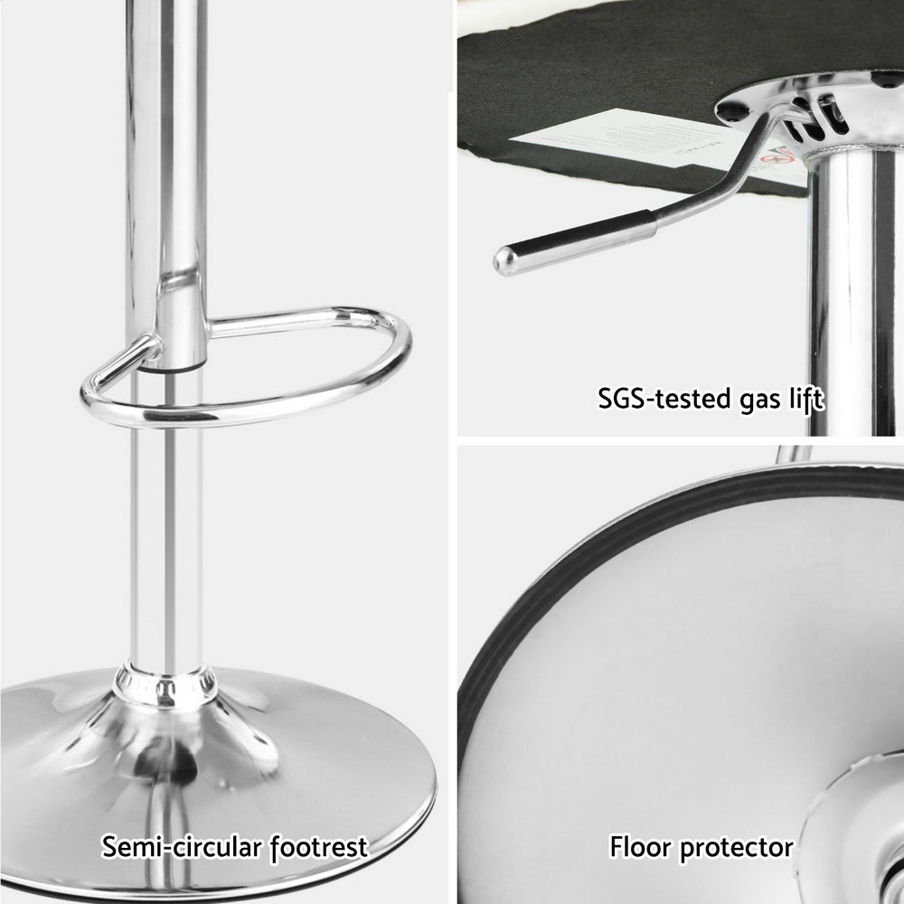 Set of 4 Plymouth Bar Stools Kitchen Gas Lift Wooden Stool Metal Barstools Swivel - White