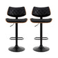 Set of 2 Moscow Bar Stools Kitchen Dining Chairs Gas Lift Stool Wooden Leather - Black