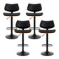 Set of 4 Moscow Bar Stools Kitchen Dining Chairs Gas Lift Stool Wooden Leather - Black