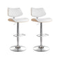 Set of 2 Moscow Bar Stools Kitchen Dining Chairs Gas Lift Stool Wooden Leather - White