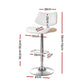 Set of 2 Moscow Bar Stools Kitchen Dining Chairs Gas Lift Stool Wooden Leather - White