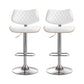 Set of 2 Moscow Bar Stools Kitchen Dining Chairs Gas Lift Stool Wooden Leather - White