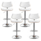 Set of 4 Moscow Bar Stools Kitchen Dining Chairs Gas Lift Stool Wooden Leather - White