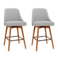 Set of 2 Vicenza Wooden Fabric Bar Stools Square Footrest - Grey
