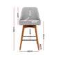 Set of 2 Vicenza Wooden Fabric Bar Stools Square Footrest - Grey