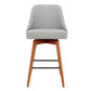 Set of 2 Vicenza Wooden Fabric Bar Stools Square Footrest - Grey
