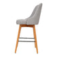 Set of 2 Vicenza Wooden Fabric Bar Stools Square Footrest - Grey
