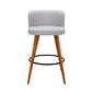 Set of 4 Arta Wooden Fabric Bar Stools Circular Footrest - Light Grey