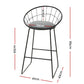 Set of 2 Ferrara Bar Stools Steel Fabric - Grey & Black