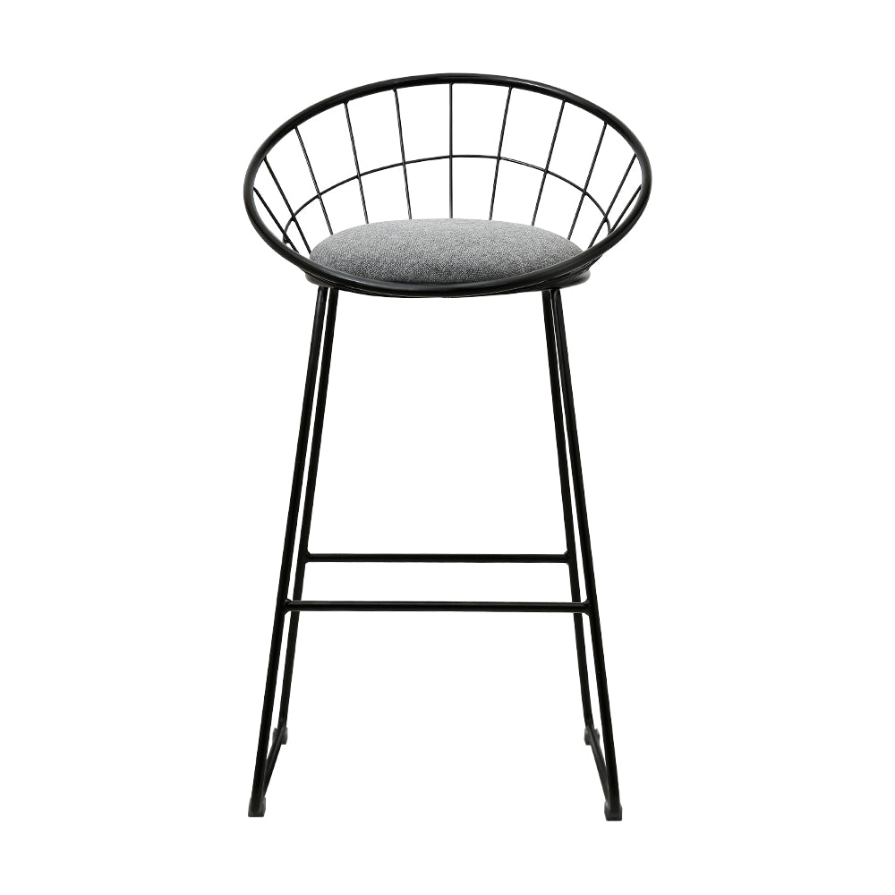 Set of 2 Ferrara Bar Stools Steel Fabric - Grey & Black