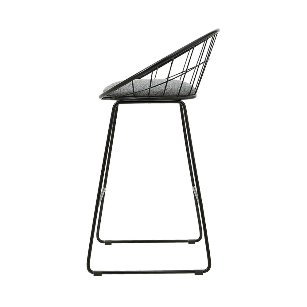 Set of 2 Ferrara Bar Stools Steel Fabric - Grey & Black