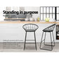 Set of 2 Ferrara Bar Stools Steel Fabric - Grey & Black
