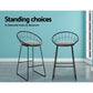 Set of 2 Ferrara Bar Stools Steel Fabric - Grey & Black