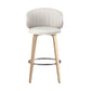 Set of 2 Camenca Bar Stools Dining Chairs Contoured Leather Wood Stool - Beige