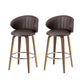 Set of 2 Camenca Bar Stools Dining Chairs Contoured Leather Wood Stool - Beige