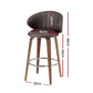 Set of 2 Camenca Bar Stools Dining Chairs Contoured Leather Wood Stool - Beige