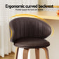 Set of 2 Camenca Bar Stools Dining Chairs Contoured Leather Wood Stool - Beige