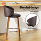 Set of 2 Camenca Bar Stools Dining Chairs Contoured Leather Wood Stool - Beige