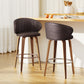 Set of 2 Camenca Bar Stools Dining Chairs Contoured Leather Wood Stool - Beige