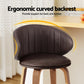 Set of 4 Camenca Bar Stools Dining Chairs Contoured Leather Wood Stool - Beige