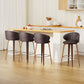 Set of 4 Camenca Bar Stools Dining Chairs Contoured Leather Wood Stool - Beige