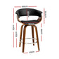 65cm Edessa Swivel PU Leather Bar Stool - Wood & Black