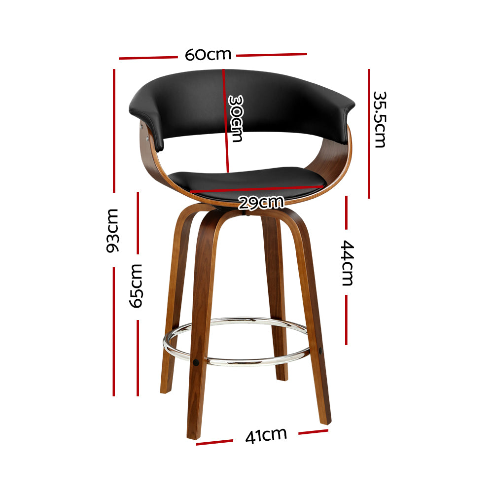65cm Edessa Swivel PU Leather Bar Stool - Wood & Black