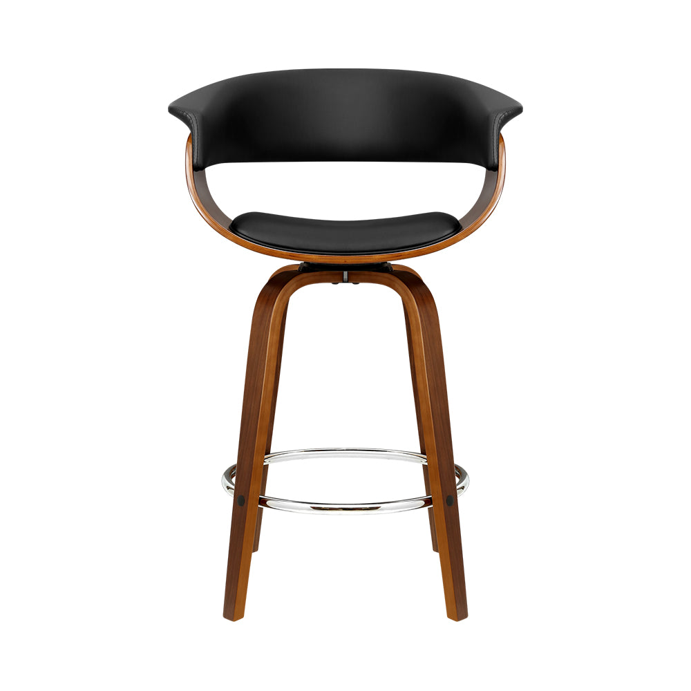 65cm Edessa Swivel PU Leather Bar Stool - Wood & Black
