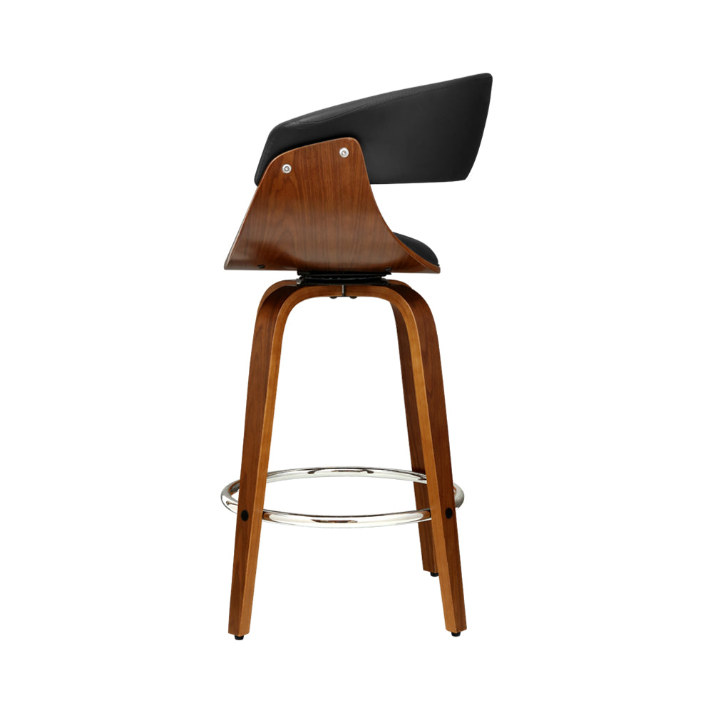65cm Edessa Swivel PU Leather Bar Stool - Wood & Black