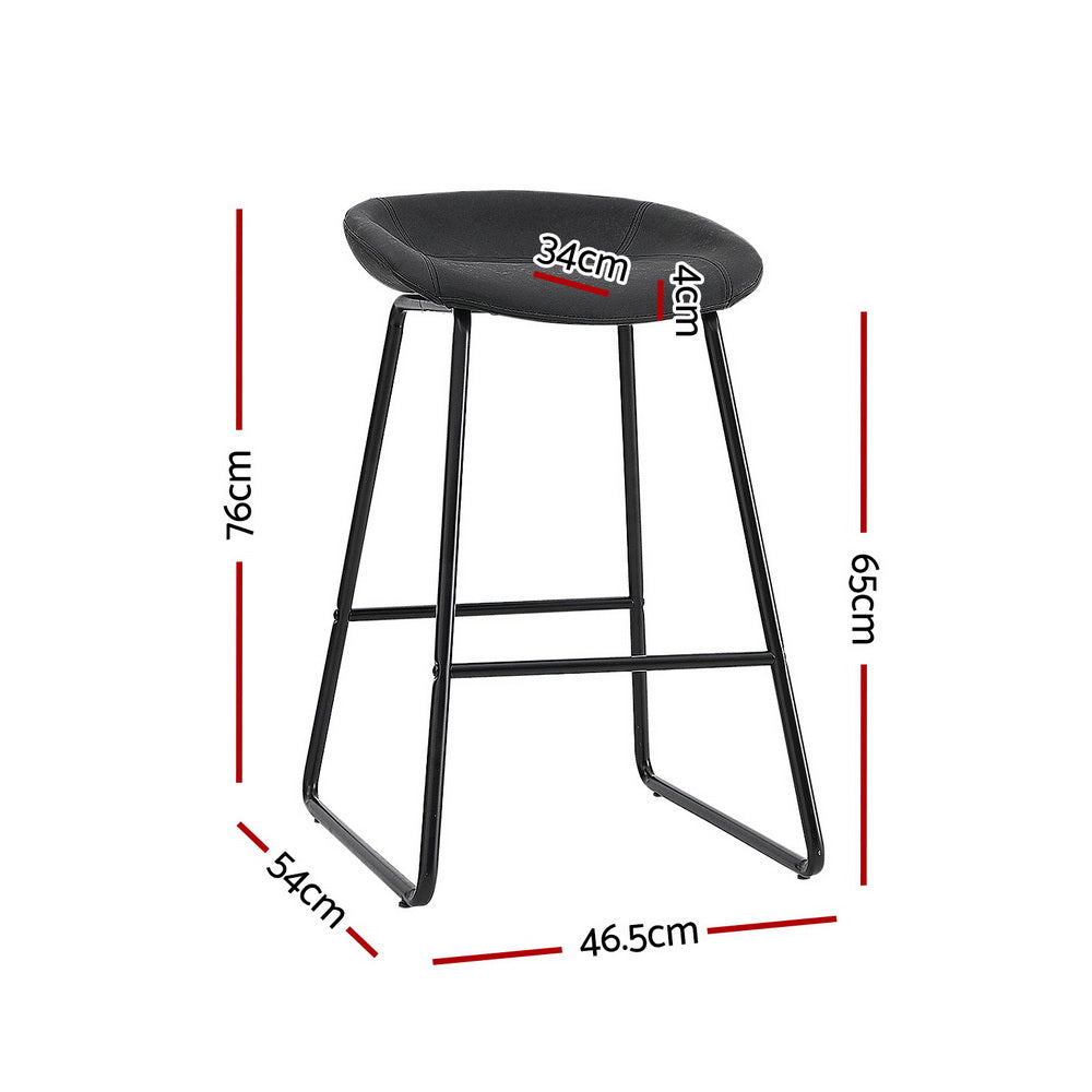 Set of 4 Caracas Bar Stools Kitchen Dining Chairs Counter Stool PU Leather Metal - Black