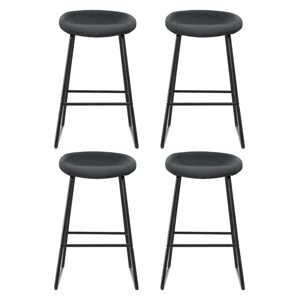 Set of 4 Caracas Bar Stools Kitchen Dining Chairs Counter Stool PU Leather Metal - Black