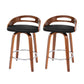 Set of 2 Athens Bar Stools Swivel Dining Chairs Low Back Counter Seat PU Cushion - Black