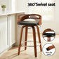 Set of 2 Athens Bar Stools Swivel Dining Chairs Low Back Counter Seat PU Cushion - Black