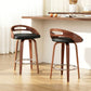 Set of 2 Athens Bar Stools Swivel Dining Chairs Low Back Counter Seat PU Cushion - Black