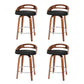 Set of 4 Athens Bar Stools Swivel Dining Chairs Low Back Counter Seat PU Cushion - Black