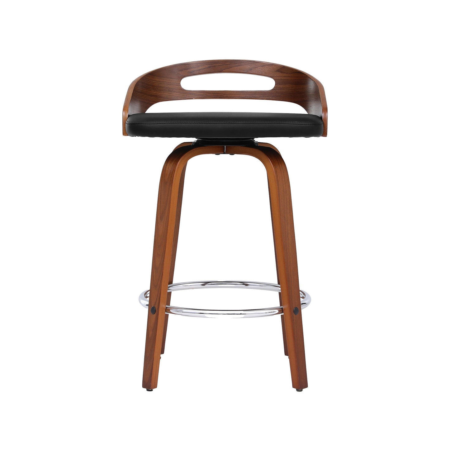 Set of 4 Athens Bar Stools Swivel Dining Chairs Low Back Counter Seat PU Cushion - Black