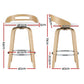 Set of 4 Athens Bar Stools Swivel Dining Chairs Low Back Counter Seat PU Cushion - Wood & White