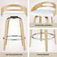 Set of 4 Athens Bar Stools Swivel Dining Chairs Low Back Counter Seat PU Cushion - Wood & White