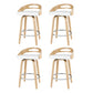 Set of 4 Athens Bar Stools Swivel Dining Chairs Low Back Counter Seat PU Cushion - Wood & White