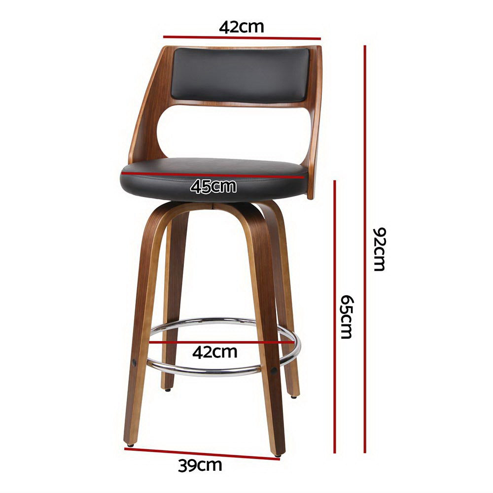 Set of 4 Kastoria Bar Stools Swivel Leather Chair 65cm - Wood & White