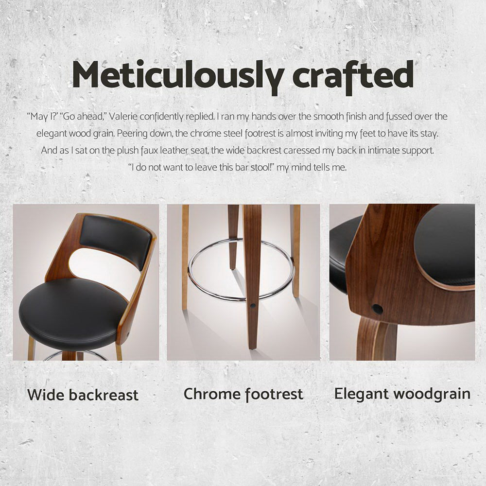 Set of 4 Kastoria Bar Stools Swivel Leather Chair 65cm - Wood & White