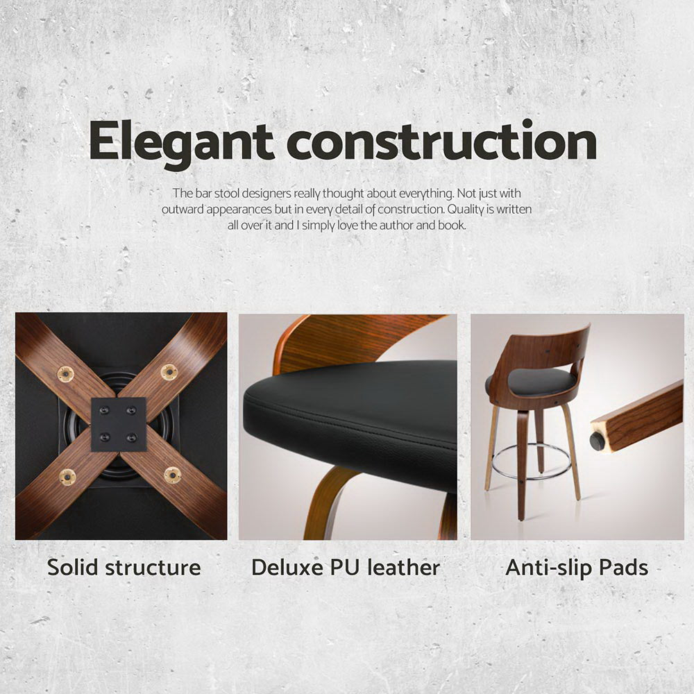 Set of 4 Kastoria Bar Stools Swivel Leather Chair 65cm - Wood & White