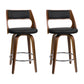 Set of 2 Kastoria Wooden Bar Stools PU Leather - Black & Wood