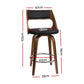 Set of 2 Kastoria Wooden Bar Stools PU Leather - Black & Wood